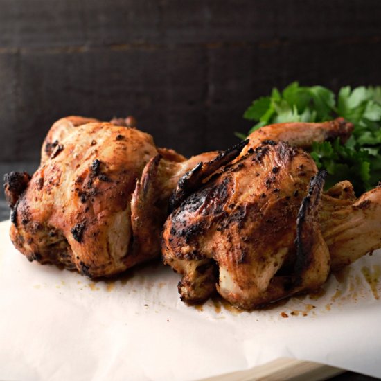 Grilled Beer Can Cornish Game Hens