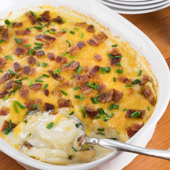 Scalloped Potatoes with Bacon and Chives