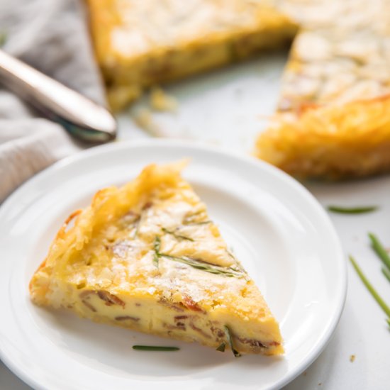 quiche lorraine + hashbrown crust