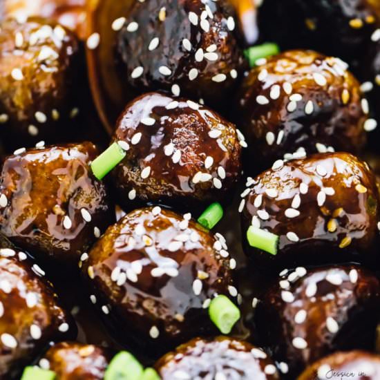 Vegan Teriyaki Meatballs