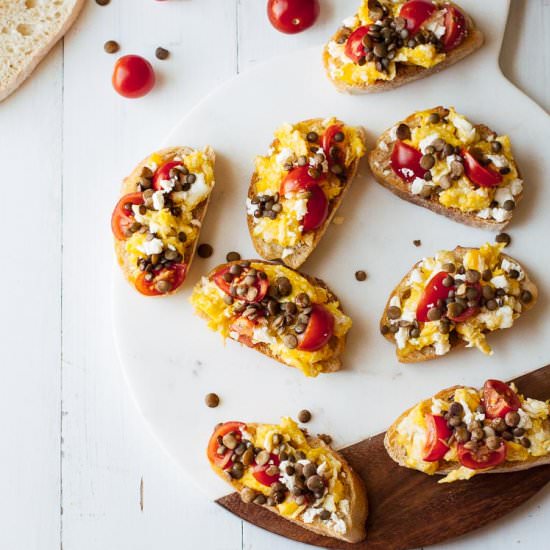 Tomato Lentil Breakfast Bruschetta