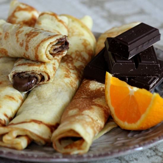 Coconut pancakes with chocolate