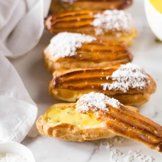 Passionfruit and Coconut Eclairs