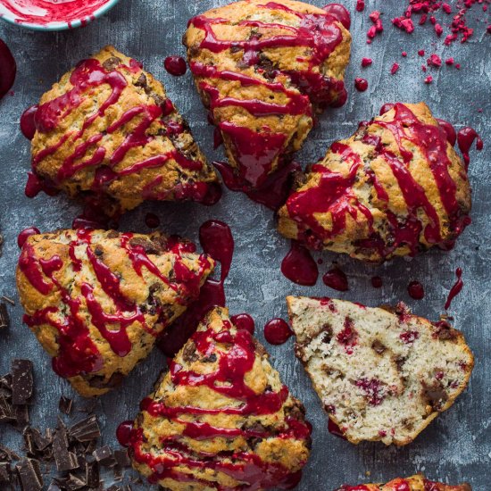 Vegan Chocolate Raspberry Scones