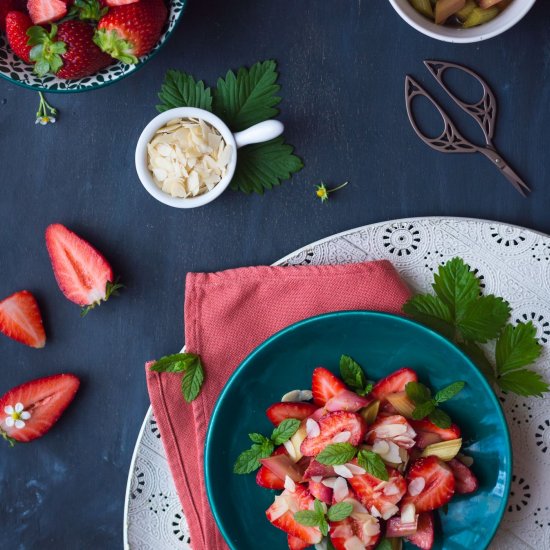 Easy rhubarb and strawberry salad