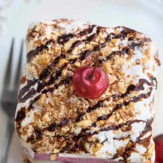 No Bake Banana Split Tiramisu Cake