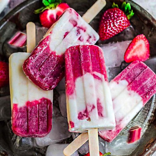 Strawberry Rhubarb Coconut Popsicle