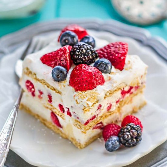 No Bake Mixed Berry Icebox Cake