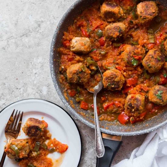 one-pan tuna meatballs