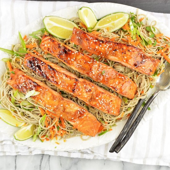 Salmon Teriyaki with Soba Noodles