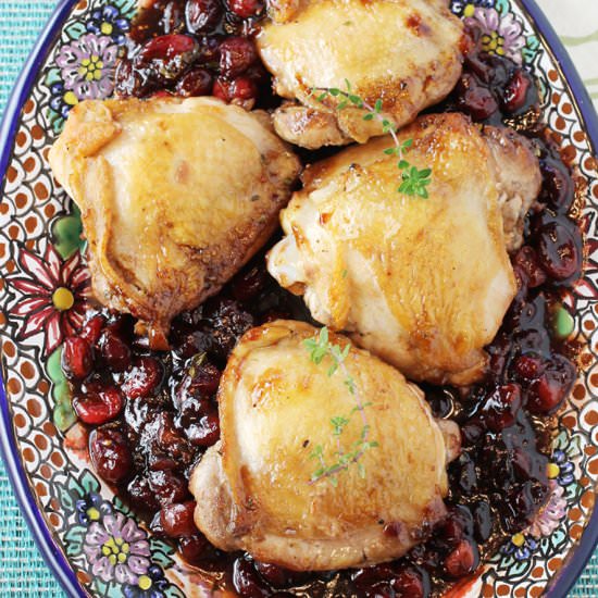 Cranberry-balsamic chicken thighs