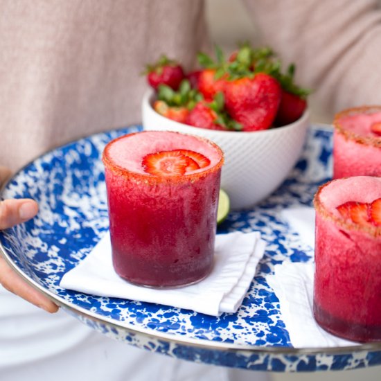 Strawberry and hibiscus margaritas