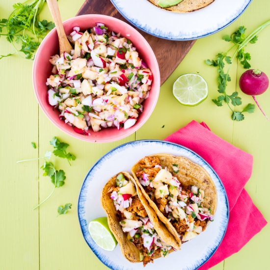 BBQ Cauliflower Tacos w/ Fruit Salsa