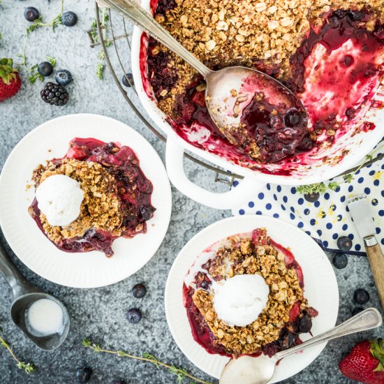 Lemon-Thyme Triple Berry Crisp