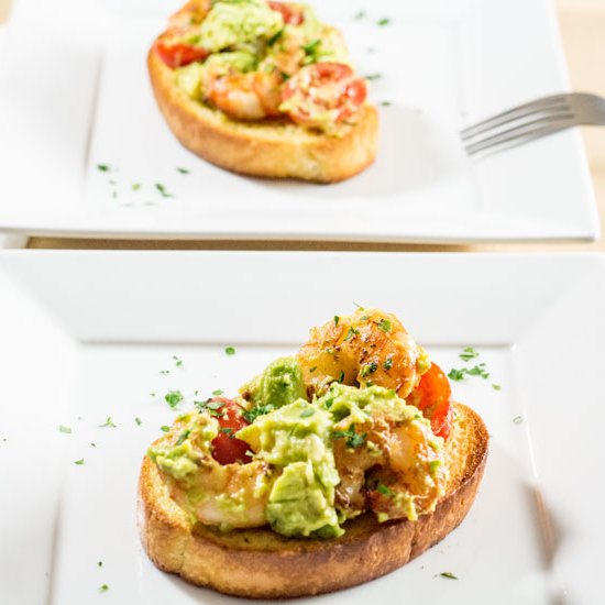 Garlic Lemon Shrimp and Avocado Toast