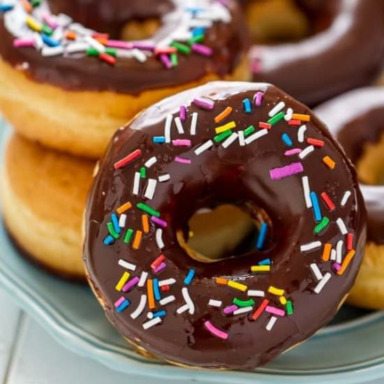 Chocolate Frosted Donuts with Sprinkles