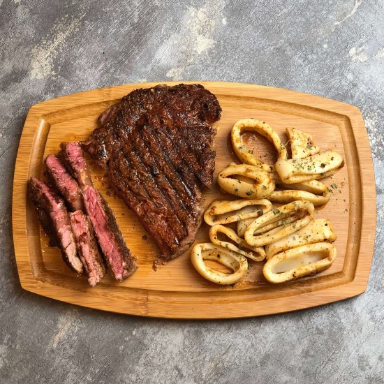 Nate’s Ribeye & Squid Surf and Turf