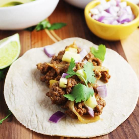 Ground Beef Tacos Al Pastor -Style