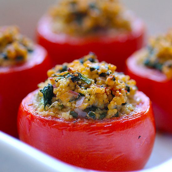 Spinach & Couscous Stuffed Tomatoes