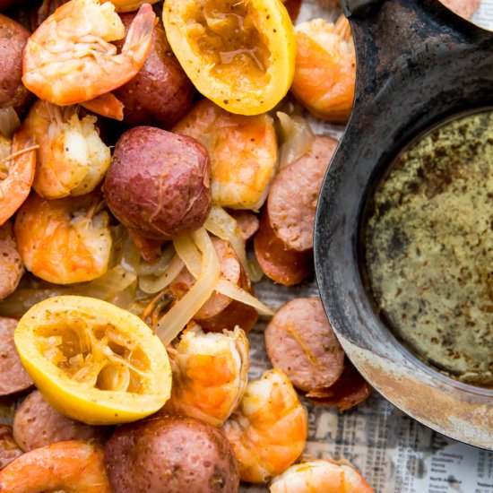 whole30 shrimp boil w/ garlic ghee