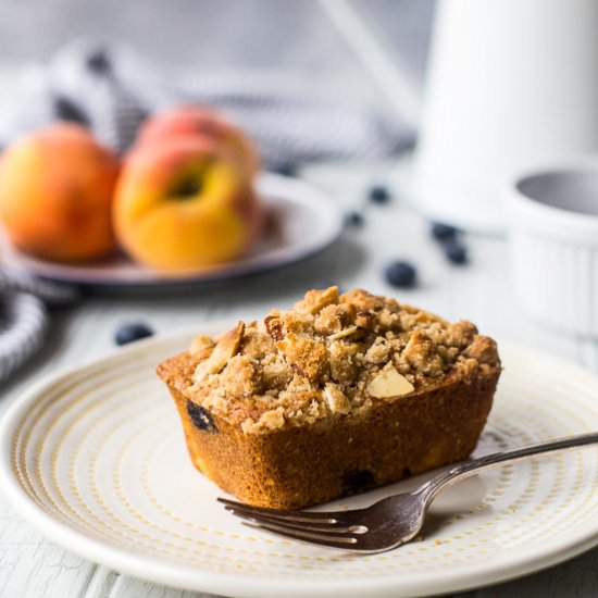 Peach Blueberry Cornmeal Muffins