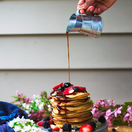 Eggless whole wheat pancakes