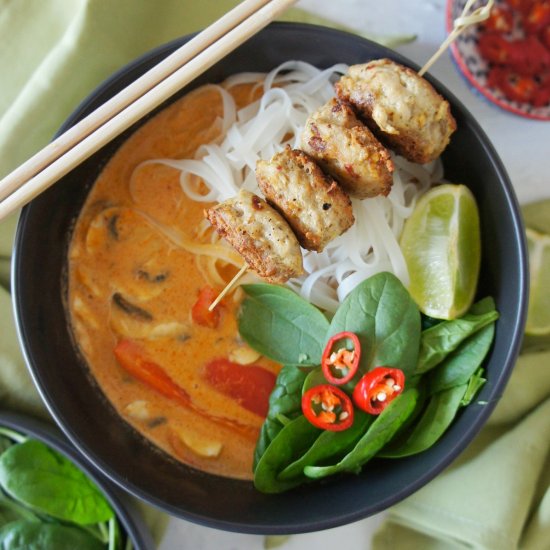 Thai Red Curry with Pork Meatballs