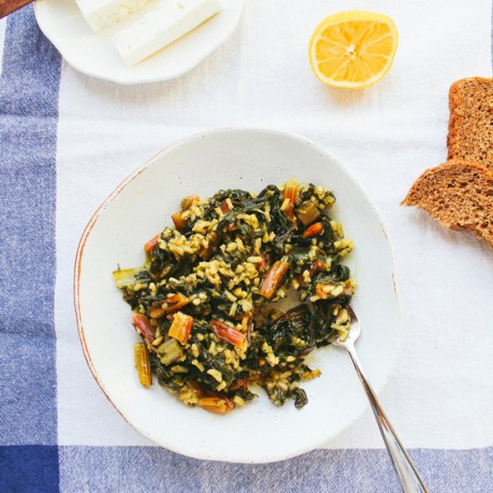 Greek rainbow chard rice