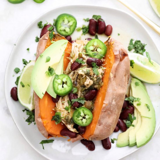 Salsa Verde Stuffed Sweet Potato