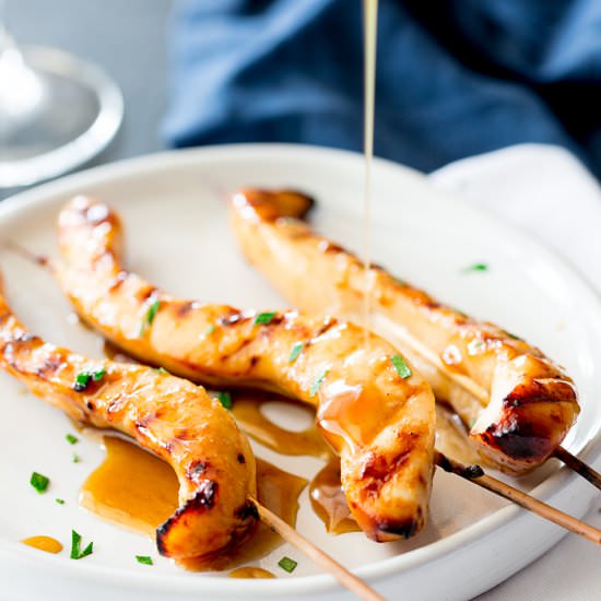 Sticky Maple Bourbon Chicken Skewer