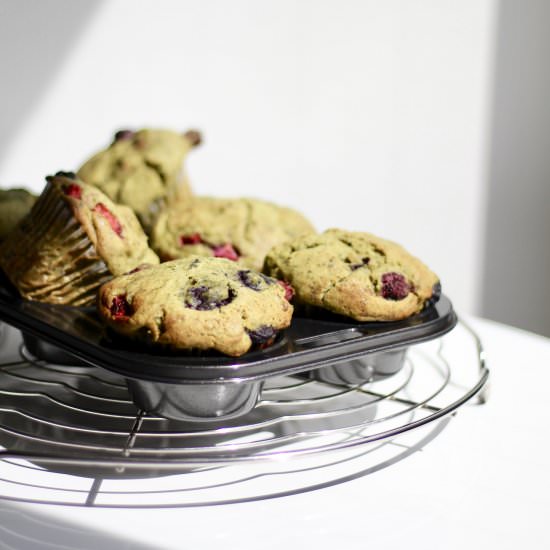 Matcha Mixed Berries Muffins