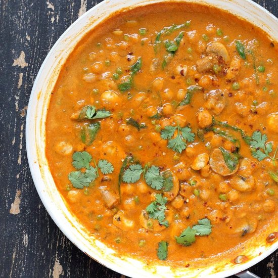 Mushrooms and Peas in Masala Sauce