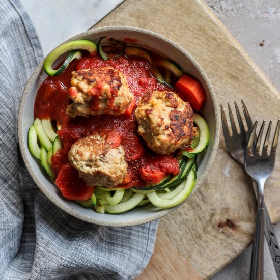 Zoodles & Meatballs w/ Miso Sauce