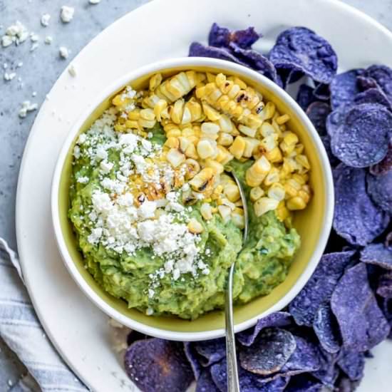 Simple Guacamole with Roasted Corn