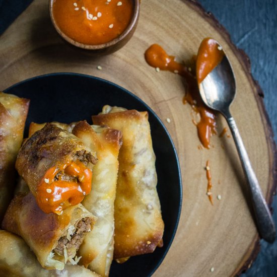 Baked Korean Beef Egg Rolls