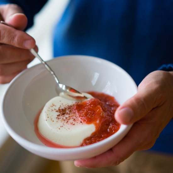 Panna Cotta with Rhubarb Compote