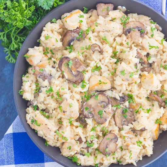 One Pan Chicken and Mushroom Rice