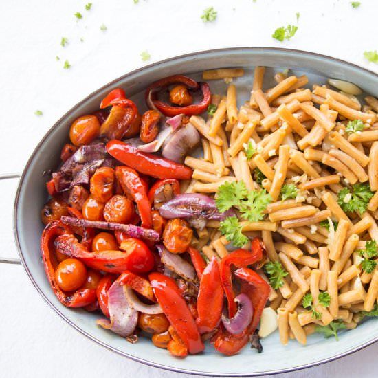 Garlic Lentil Vegetable Pasta