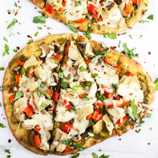 Mediterranean Veggie Naan Pizza