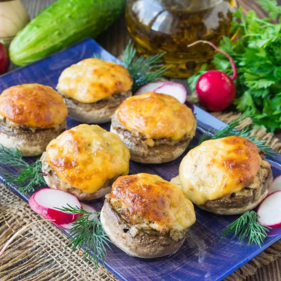 Chicken and Cheese Stuffed Mushroom