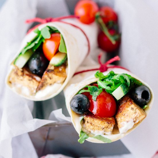 Mediterranean Grilled Tofu Wraps