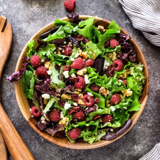 Baby Lettuce Salad with Raspberries