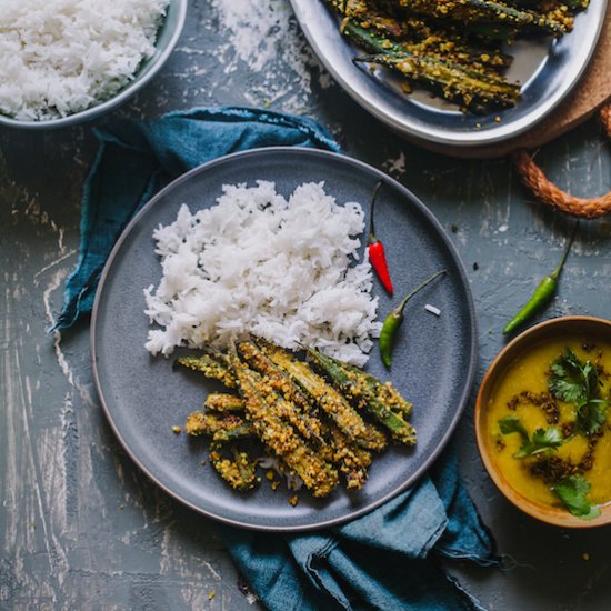 Bengali Style Okra with Peanuts