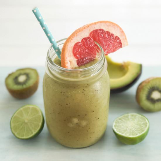 Lime, Avocado, Kiwi and Grapefruit Smoothie