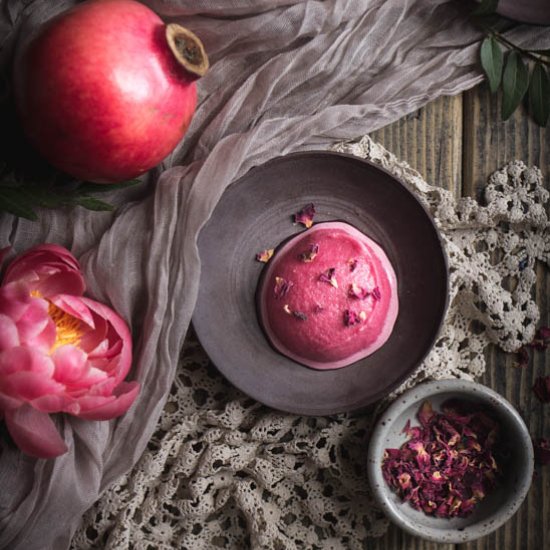 Pomegranate and rose sorbet