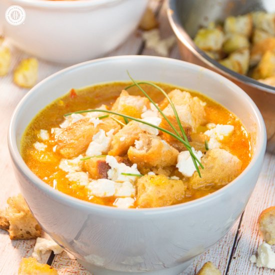 Bell Pepper Soup with Feta Cheese