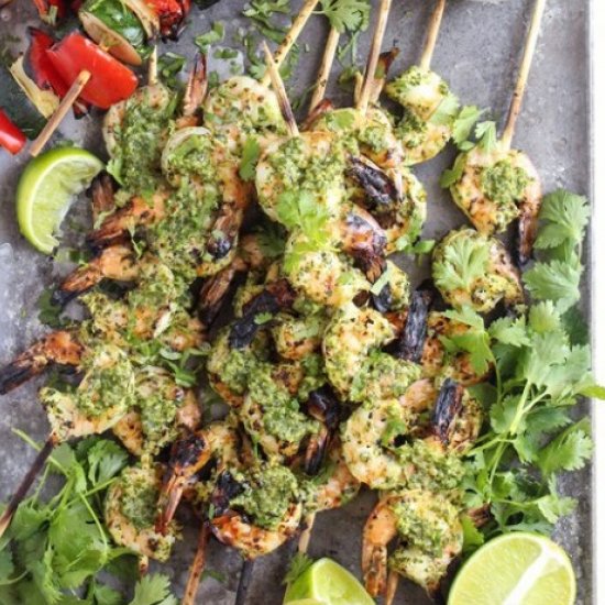 Chimichurri Grilled Shrimp Skewers