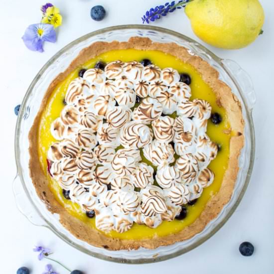 Lemon Blueberry Meringue Tart