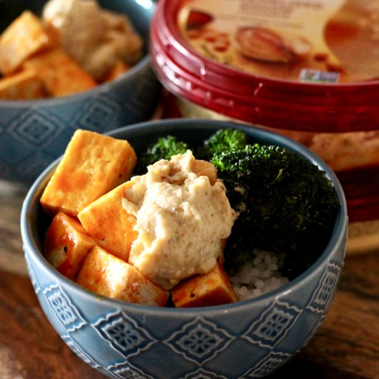 Buffalo Tofu Bowls with Hummus