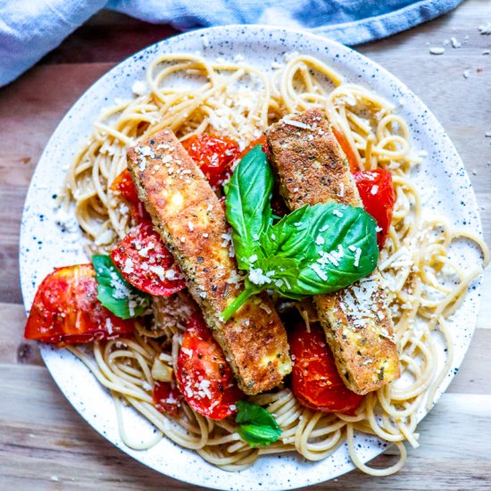 Quinoa Crusted Tofu Parmesan (GF)